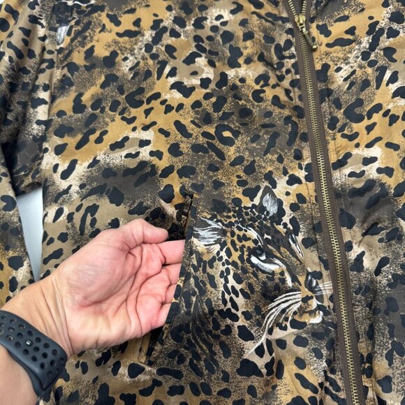 EVR Vintage 80's 100% Silk Animal/Leopard Print Zip Up Jacket Women's Size M - Picture 7 of 11